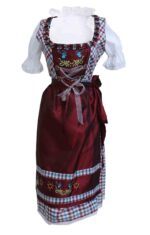 Alluring Dirndl Checkered Midi Eva Maroon Wine