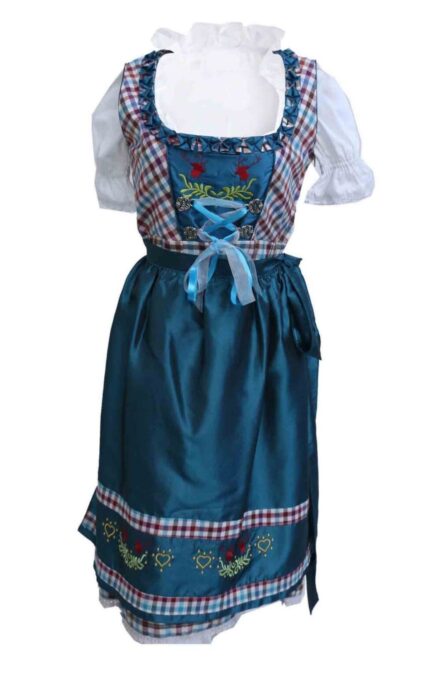 Alluring Dirndl Checkered Midi Eva Satin Blue