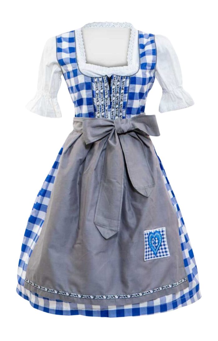 Alluring Dirndl Wensky Midi Denim Blue Check