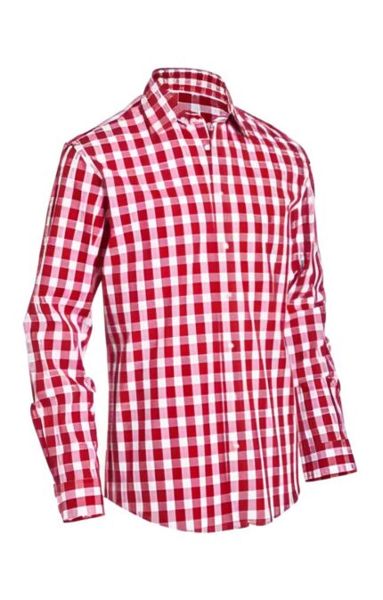 Elite Shirt Bavarian Checkered Dark Red ST-05