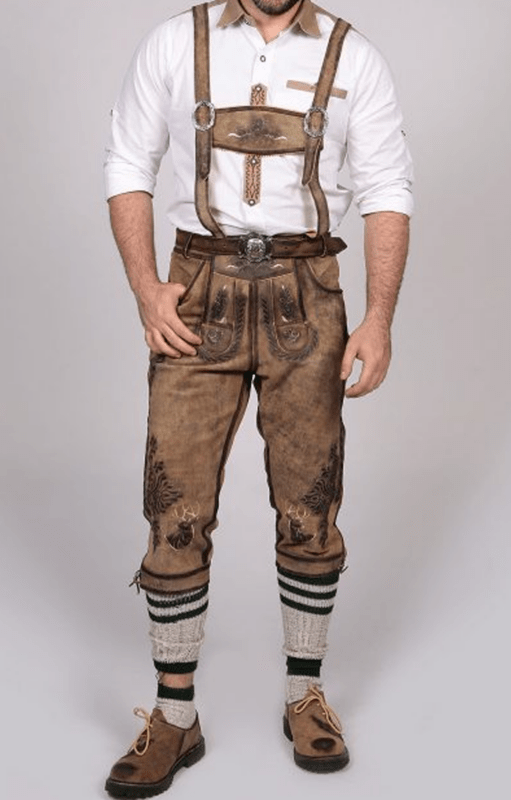 Authentic Bundhosen Bavarian Classic Long Brown BH-09