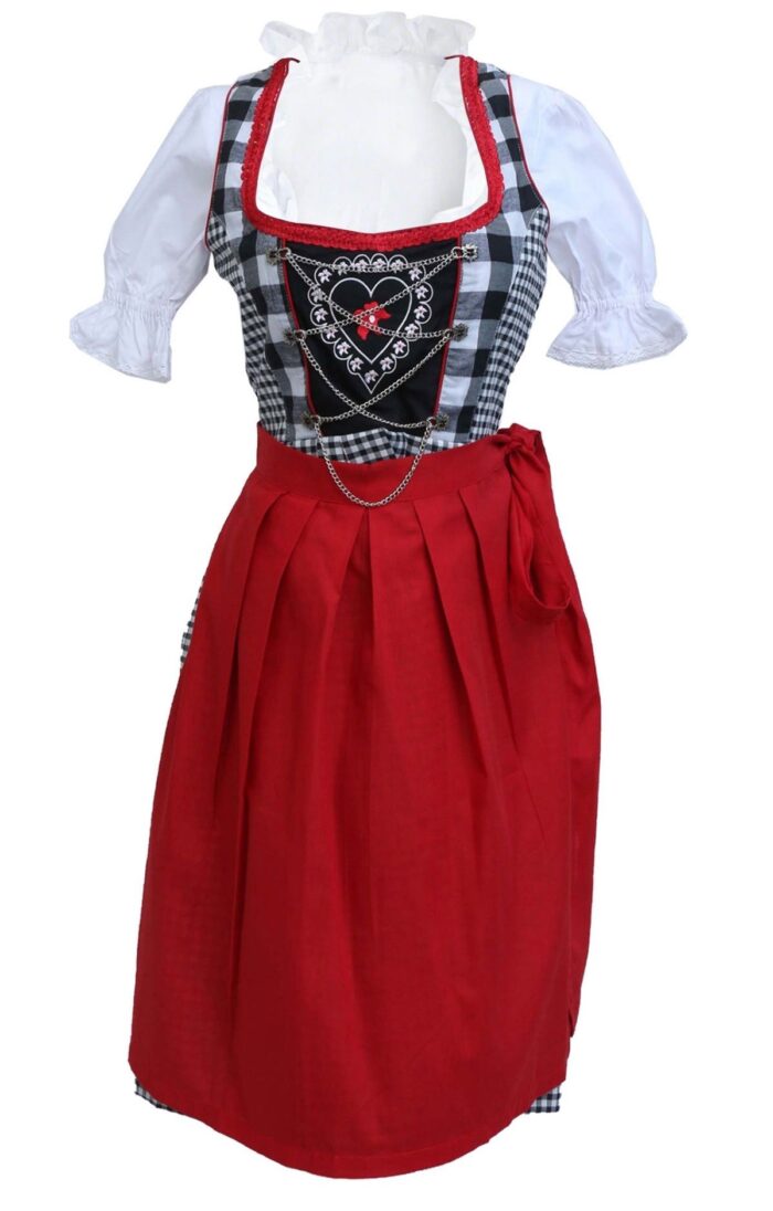 Charming Dirndl German Black Red