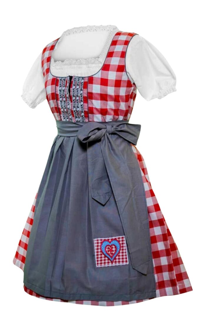 Charming Dirndl Midi Denim Red Check