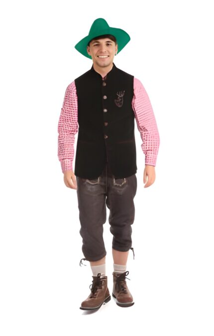 Authentic Waistcoat Embroidered Dull Black WC-03