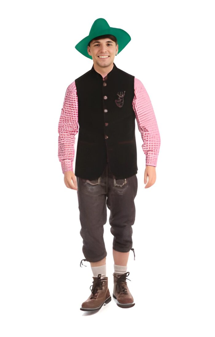 Authentic Waistcoat Embroidered Dull Black WC-03