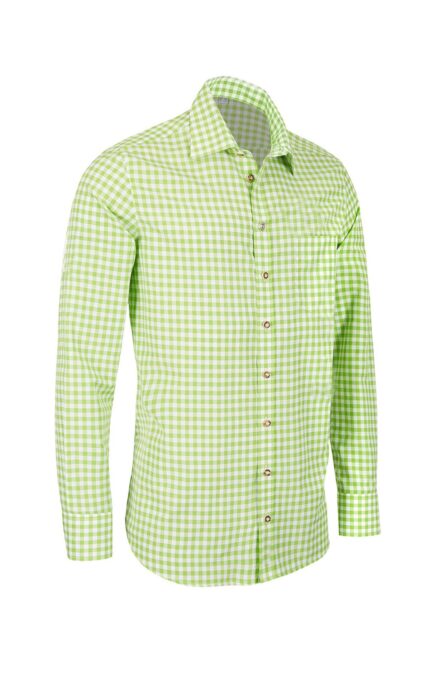 Elite Shirt German Slim Light Green Checkered ST-09