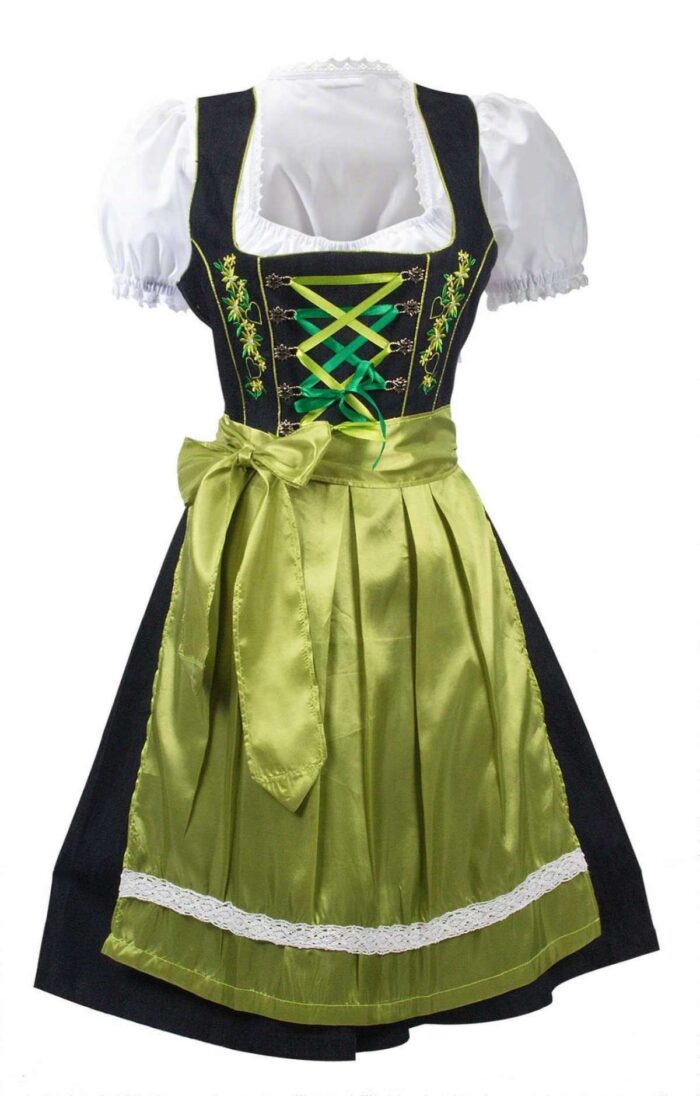 Graceful Dirndl Dress Green 2 Way Flip Apron