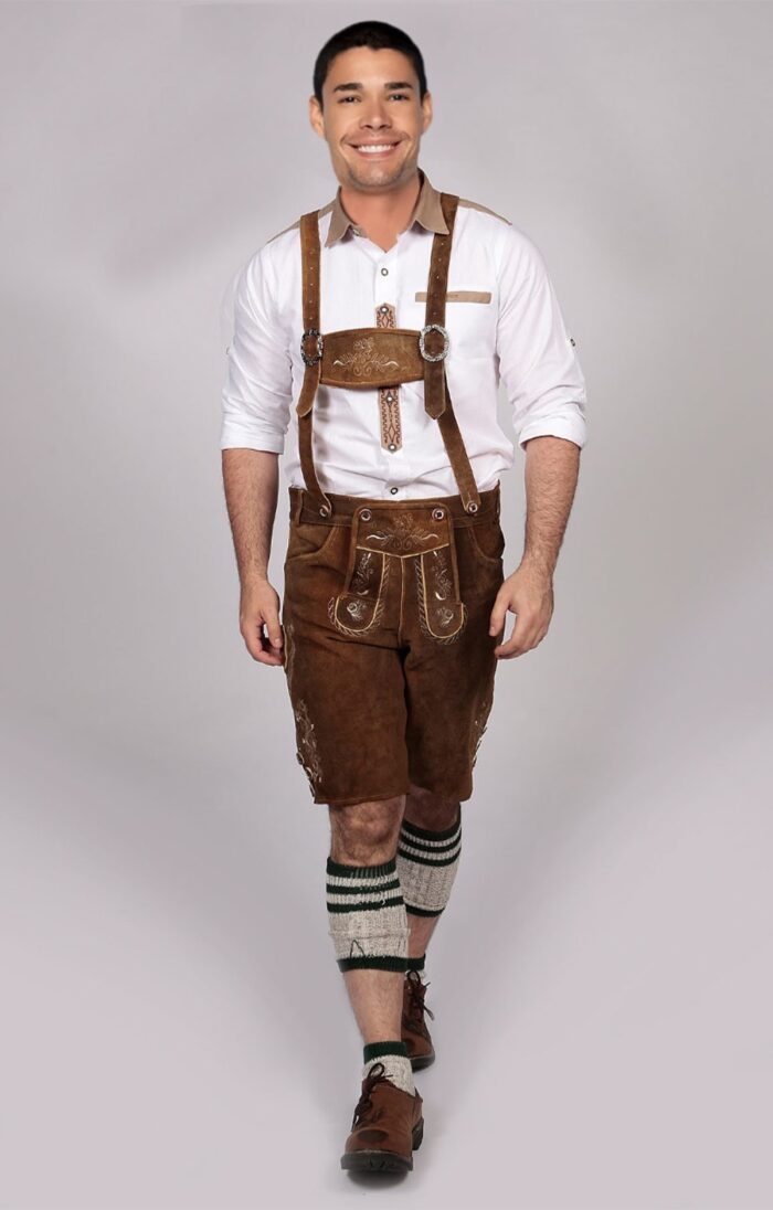 Short Plattler Lederhosen Staggering Brown LH-11