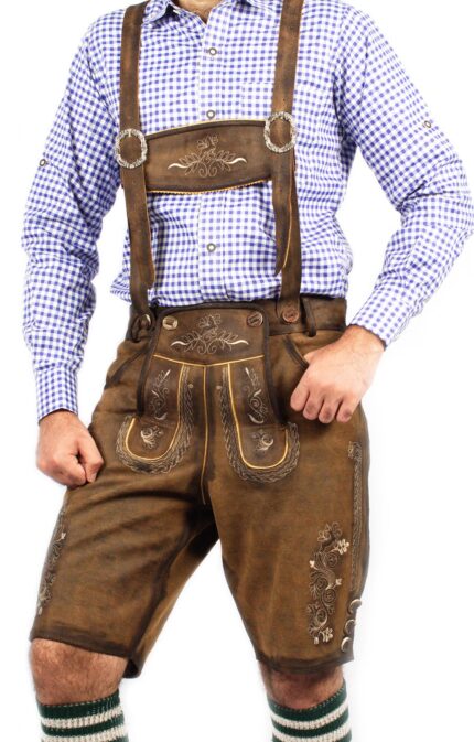 Trachten Authentic Short Lederhosen Dark Brown LH-19
