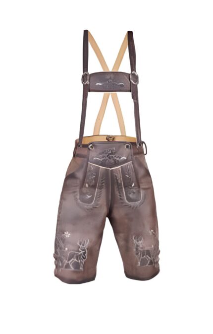 Trachten Lederhosen Men Short Dark Wild Brown