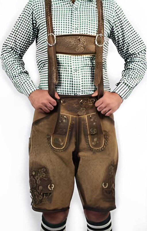 Authentic Short Lederhosen Real Shaded Brown LH-23