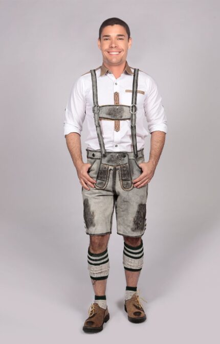 Trachten Short Men's Lederhosen Shaded Grey LH-24