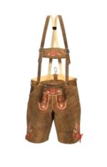 Authentic Traditional German Lederhosen Brown Red LH-13