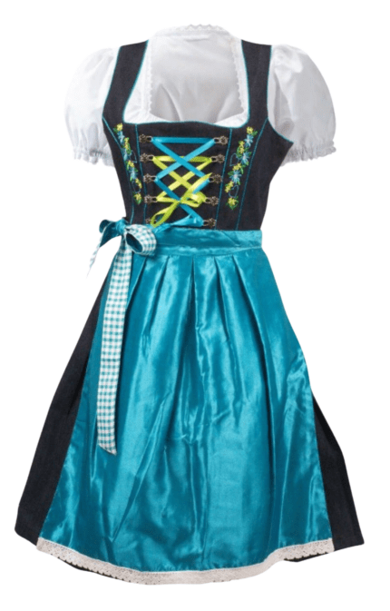 Authentic Dirndl Dress Della Blue 2 Way Flip Apron