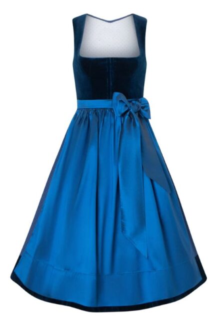 Luxurious Blue Velvet Dirndl Skirt In Silk - Traditional Charm Meets Modern Fashion