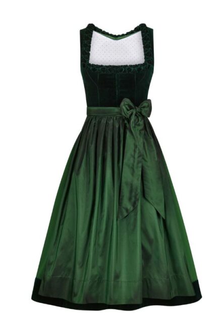 Green Velvet Dirndl Body Skirt in Silk - Timeless Elegance Meets Modern Style